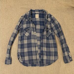 Blue and White Plaid Shirt